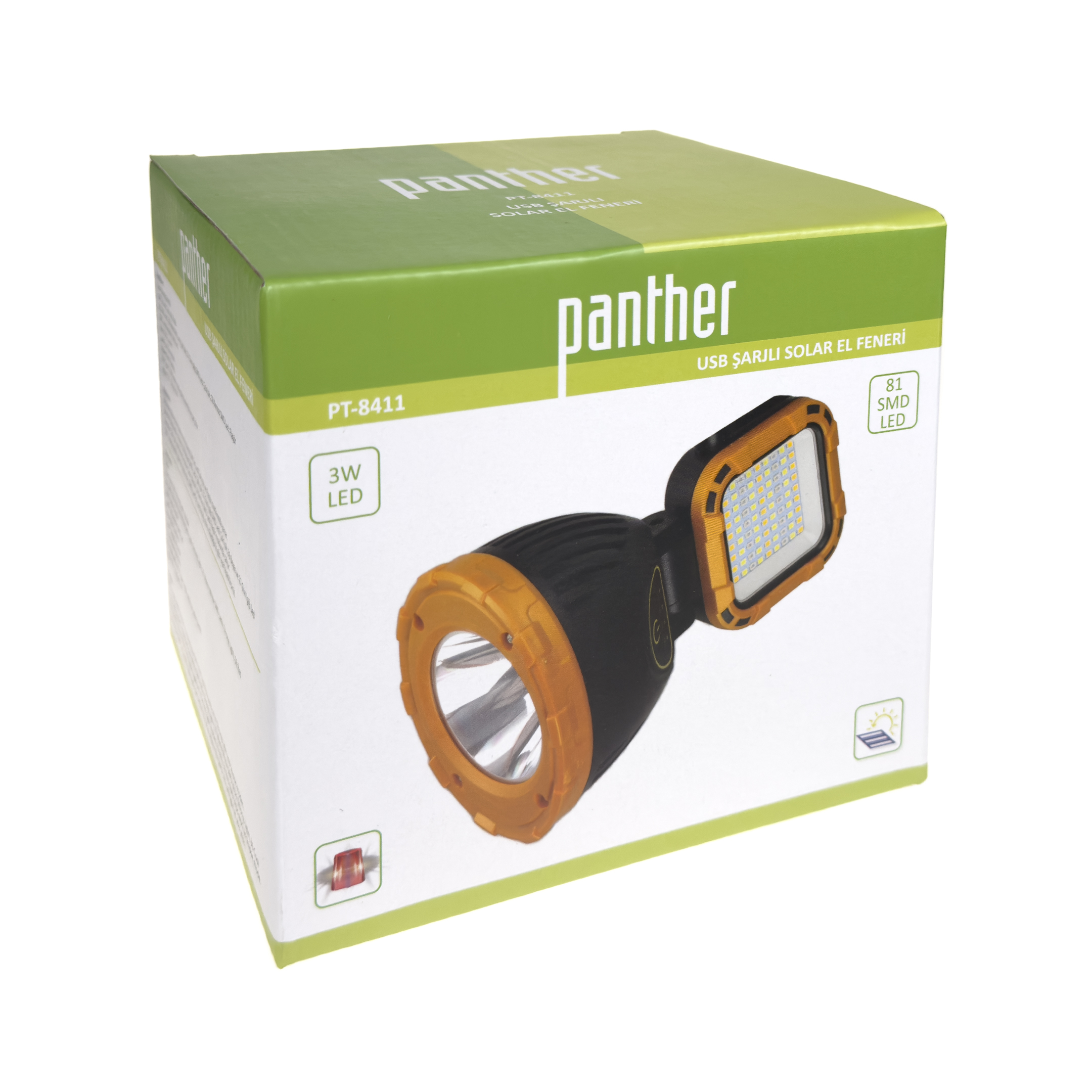 PANTHER%20PT-8411%20USB%20ŞARJLI%20SOLAR%20EL%20FENERİ