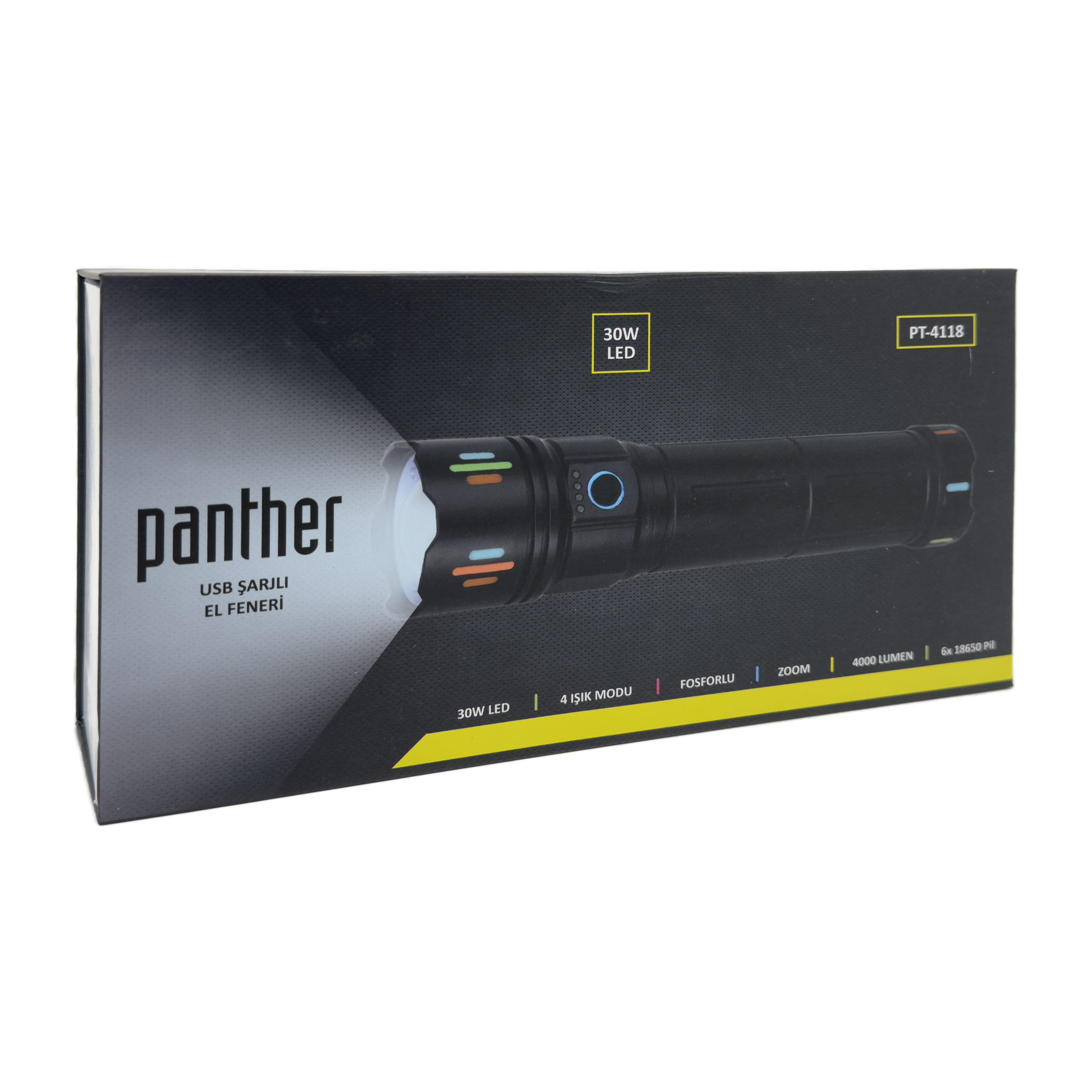 PANTHER%20PT-4118%20USB%20ŞARJLI%20EL%20FENERİ