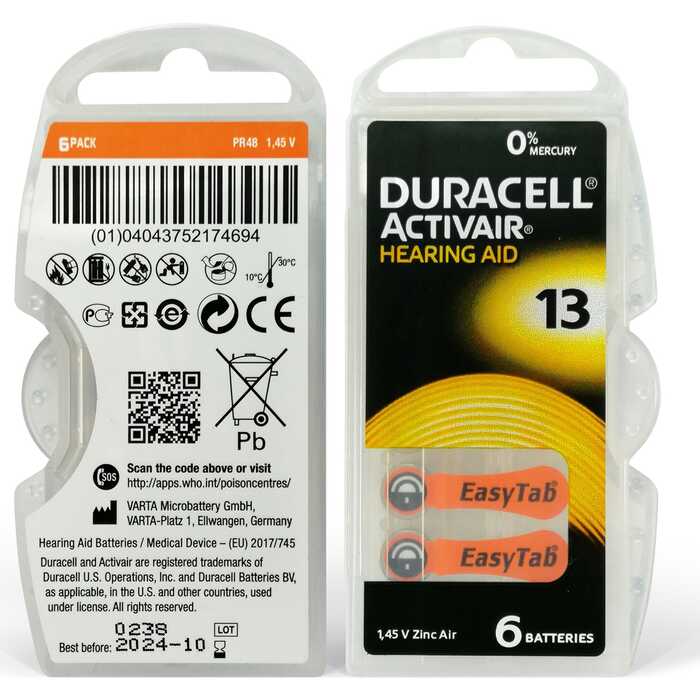 Duracell%20Activair%2013%206’lı%20Kulaklık%20Pili