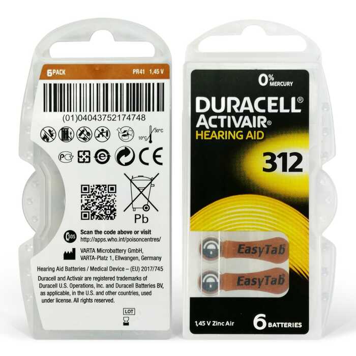 Duracell%20Activair%20312%20Kulaklık%20Pili%206’lı