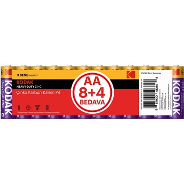 Kodak%20AAHZ-8+4%20R6%20Heavy%20Duty%20Zınc%20AA%20Kalem%20Pil%2012’li