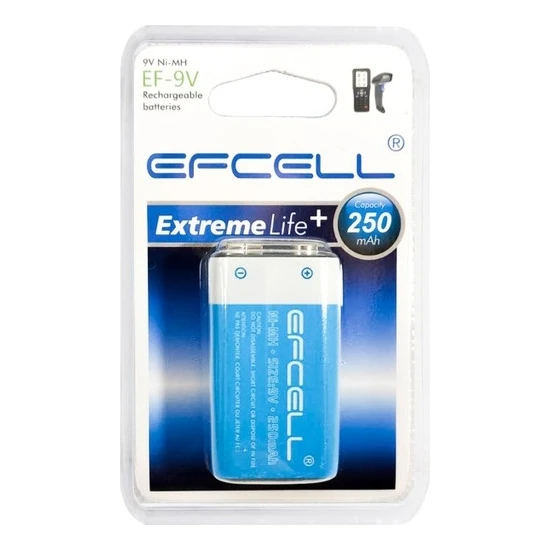 Efcell%20Şarjlı%20Pil%209V%20250MAH%20Ni-Mh%20Efcell%20EF-9V