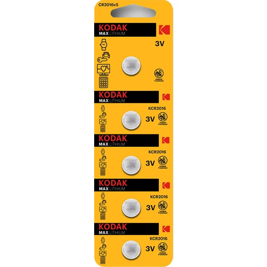 Kodak%205%20Adet%20CR2016%20Lityum%20Para%20Pil