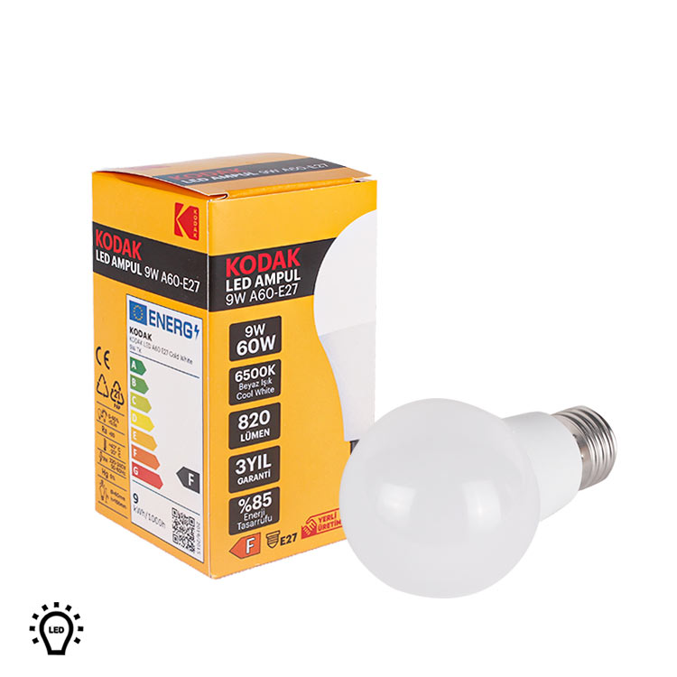 KODAK%20100%20ADET%209W%20BEYAZ%20IŞIK%20A60%20E27%20LED%20AMPUL