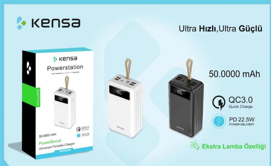 Kensa KP-44 50.000 Mah QC 3.0 Hızlı Taşınabilir PD 22.5W Gücünde Power Bank