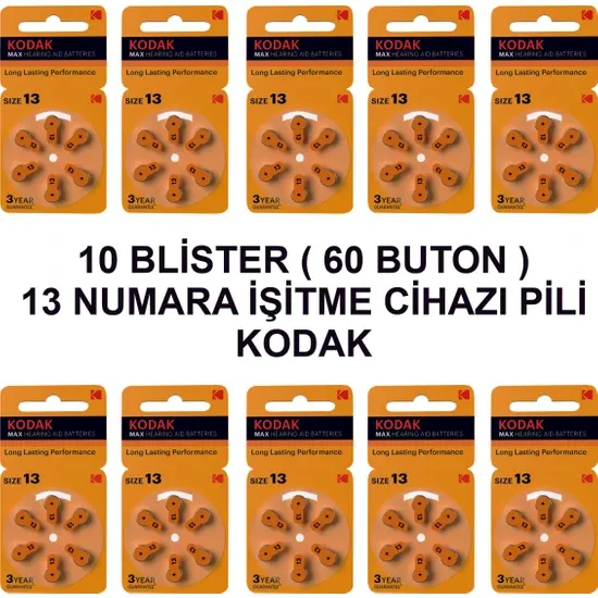  Kodak 13 Numara 10 Paket Kodak Işitme Cihazı Pili