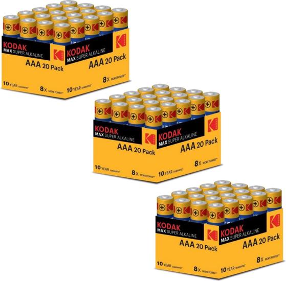 KODAK MAX SÜPER  ALKALINE AAA İNCE PİL 60,Lİ PAKET